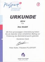 PluSport Urkunde 2014 - ilea GmbH